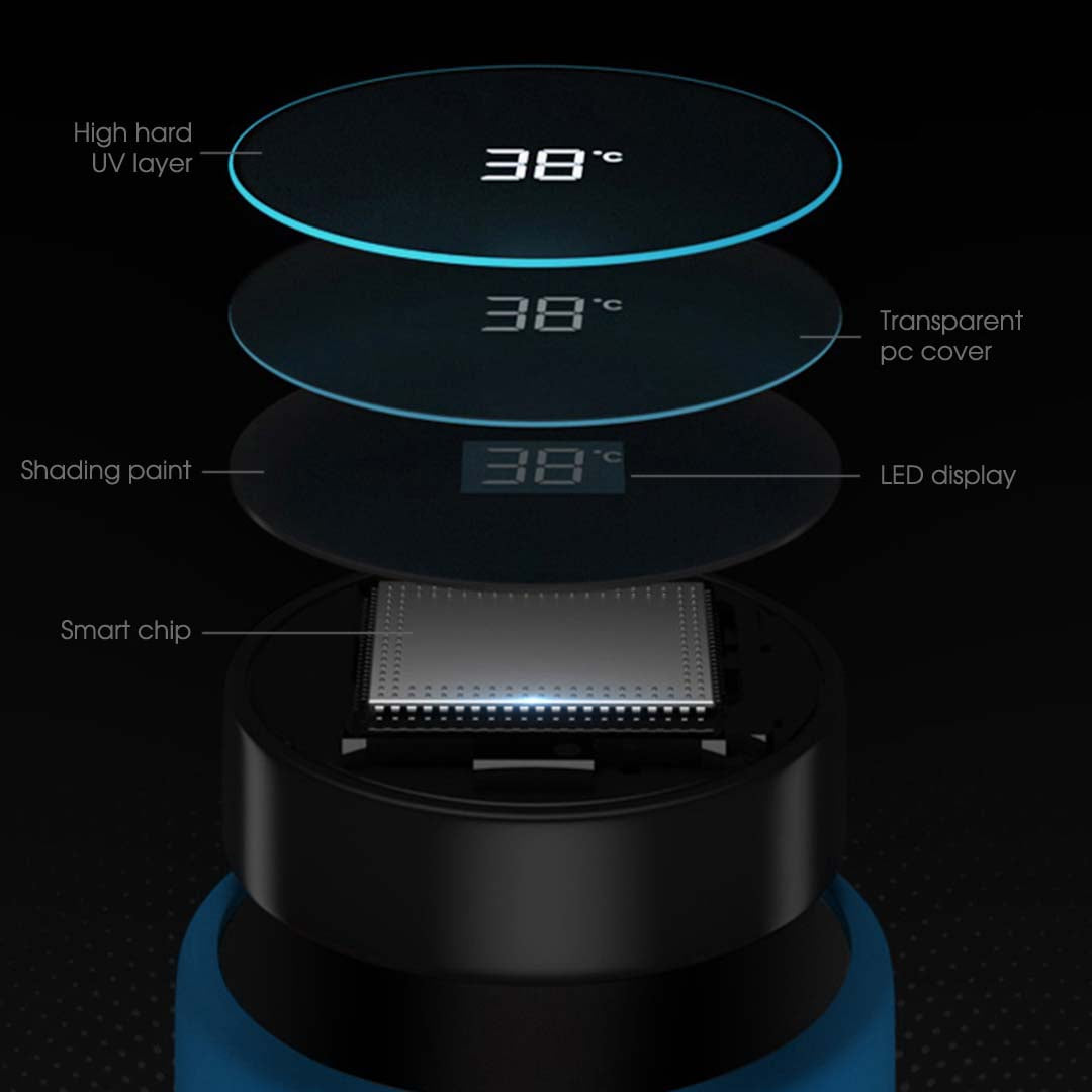 NNEAGS 2X 500ML Stainless Steel Smart LCD Thermometer Display Bottle Vacuum Flask Thermos Blue