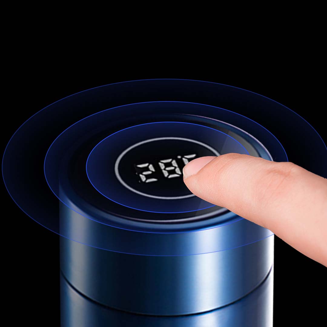 NNEAGS 2X 500ML Stainless Steel Smart LCD Thermometer Display Bottle Vacuum Flask Thermos Blue