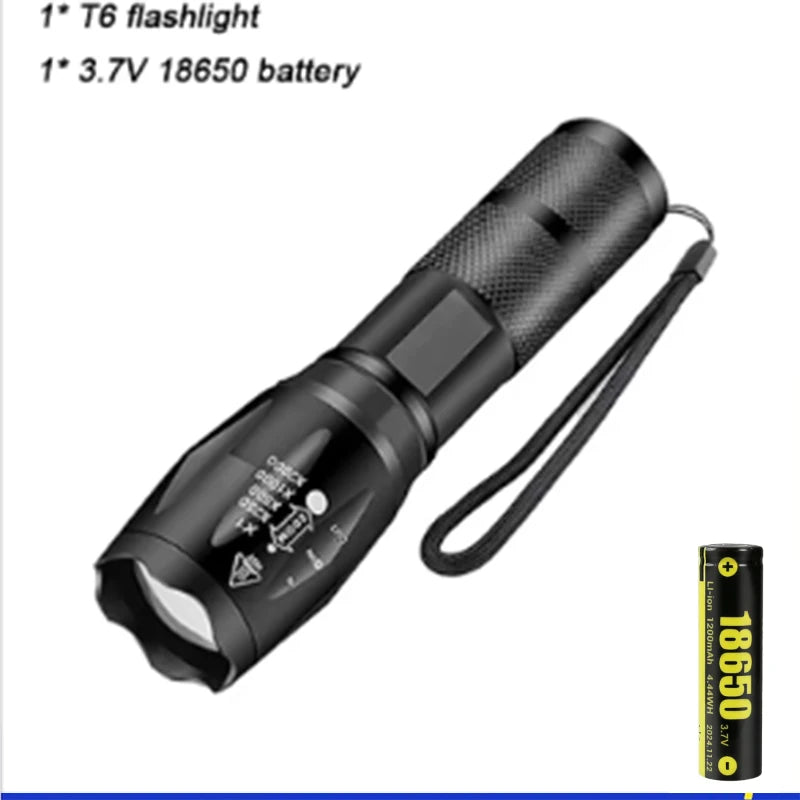 High-power Led Flashlight USB Rechargeable Torch Zoomable Light with Built-in Battery Camping Hiking Lantern Emergency Lamp