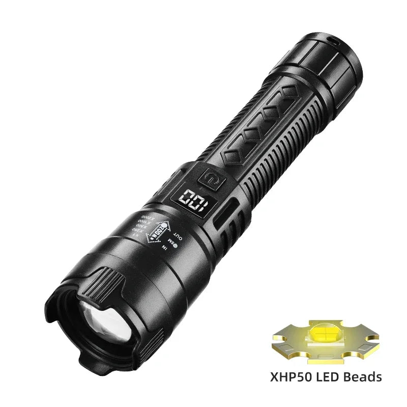 High-power Led Flashlight USB Rechargeable Torch Zoomable Light with Built-in Battery Camping Hiking Lantern Emergency Lamp