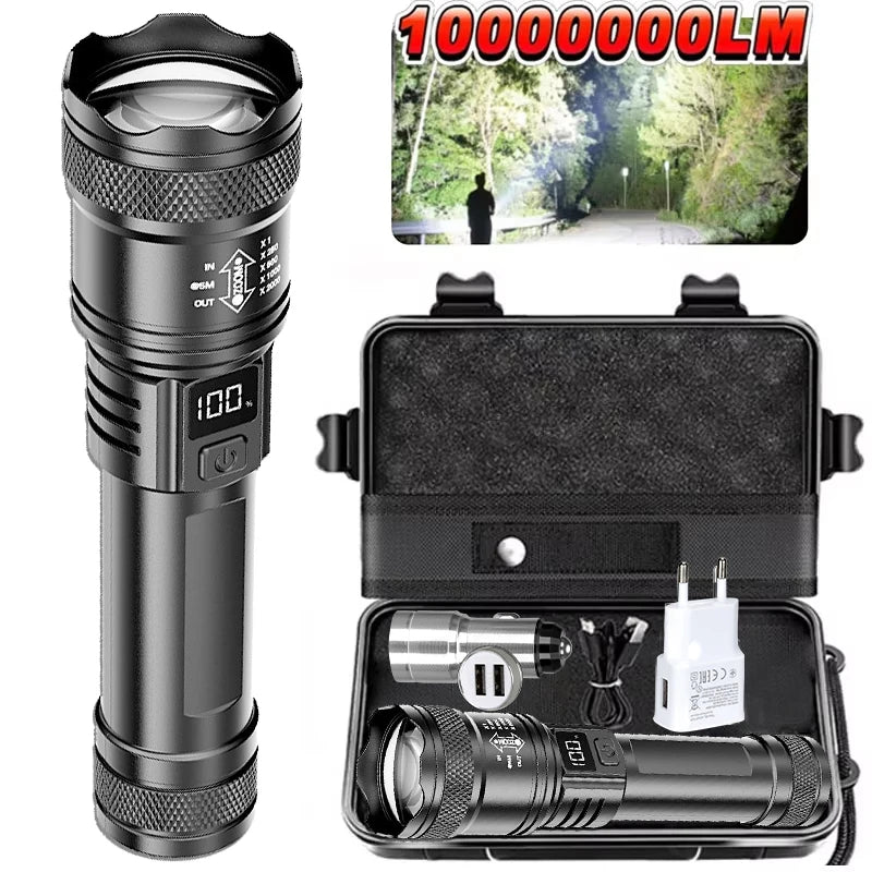 High-power Led Flashlight USB Rechargeable Torch Zoomable Light with Built-in Battery Camping Hiking Lantern Emergency Lamp