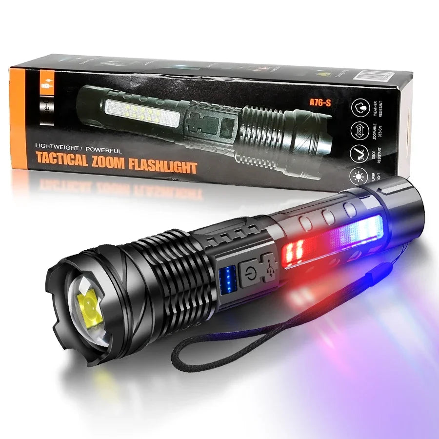High-power Led Flashlight USB Rechargeable Torch Zoomable Light with Built-in Battery Camping Hiking Lantern Emergency Lamp