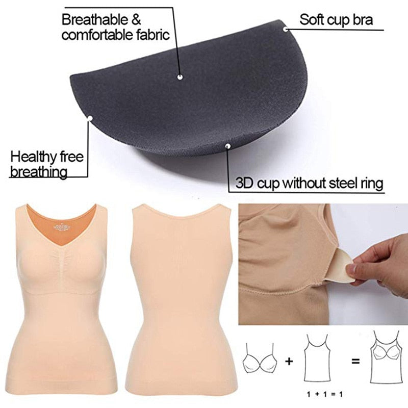 Tank Tops for Women with Built in Bra Shelf Bra Casual Wide Strap Basic Camisole Sleeveless Top Shaper with Removable Bra